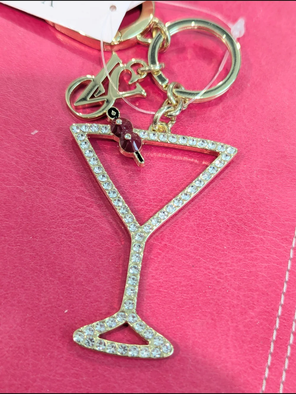 🆕 VICTORIA'S SECRET Gold Crystal Martini Glass Keychain/Bag Charm
